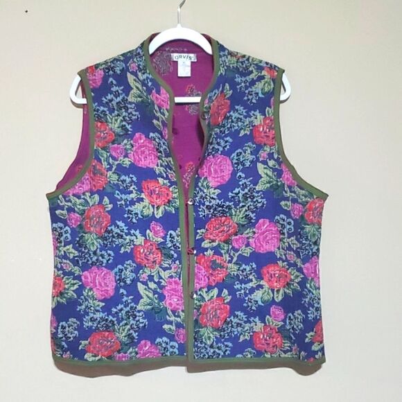 ORVIS Floral Print Button Down Quilted Vest - Size X-Large - Picture 1 of 8